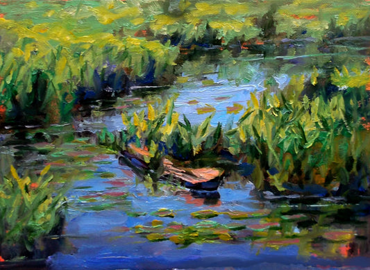 "Whispers of the Water Garden" oil on stretched canvas 10in. x 8in.