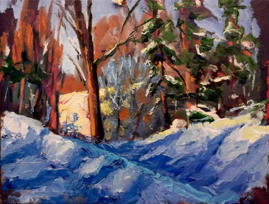 "Winter’s Quiet Tapestry" oil on stretched canvas 10in. x 8in.