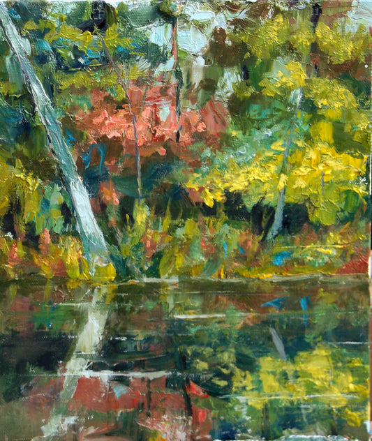 "Autumns Whispering Reflection" 11inch x 14inch oil painting on stretched canvas
