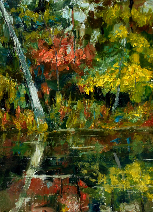 "Autumns Whispering Reflection" 11inch x 14inch oil painting on stretched canvas