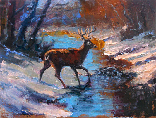 "Echoes of a Winter Crossing" oil on stretched canvas 10in. x 8in.