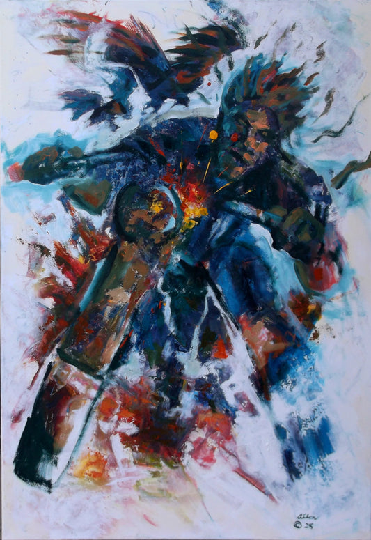 "Vibrant Horizon Ride"  0il on stretched canvas 24 x 36