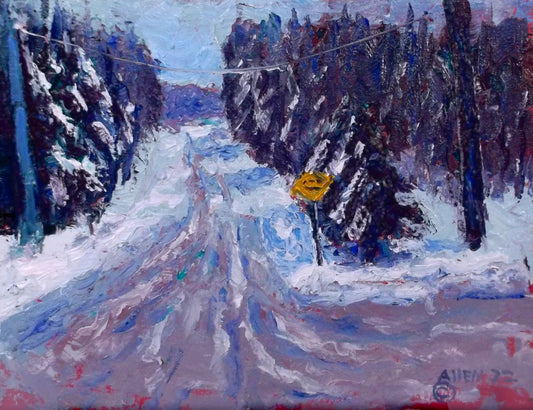 "Blizzard’s Quiet Trace" oil on stretched canvas 10in x 8in