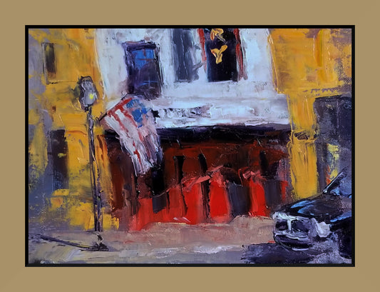"Amery Theater" oil on stretched canvas 10in x 8in