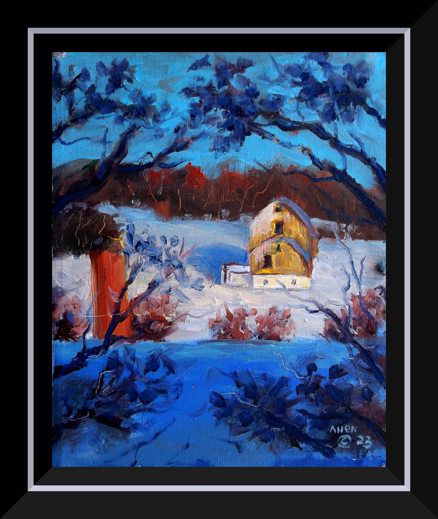 "Winterlight Frame" oil on stretched canvas 10inch. x 8inch.