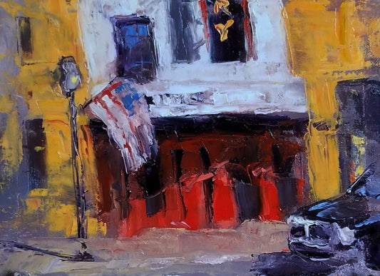 "Amery Theater" oil on stretched canvas 10in x 8in