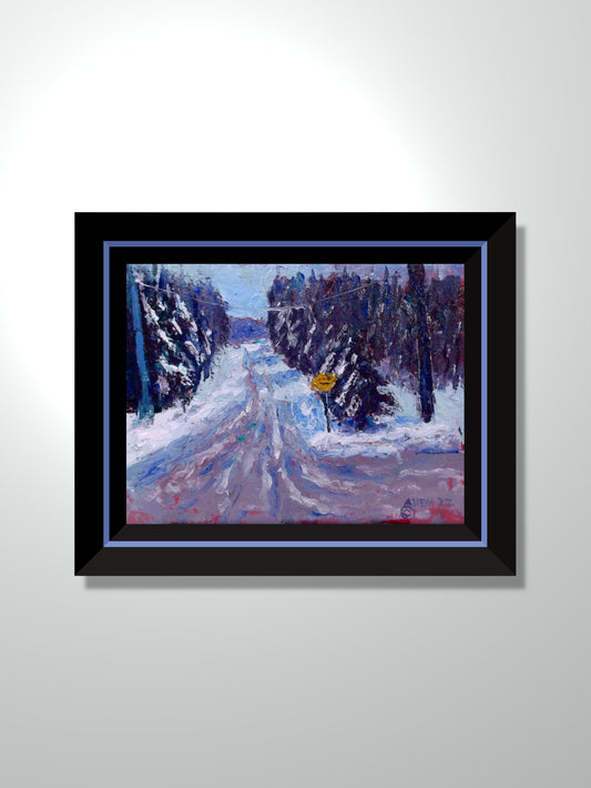 "Blizzard’s Quiet Trace" oil on stretched canvas 10in x 8in
