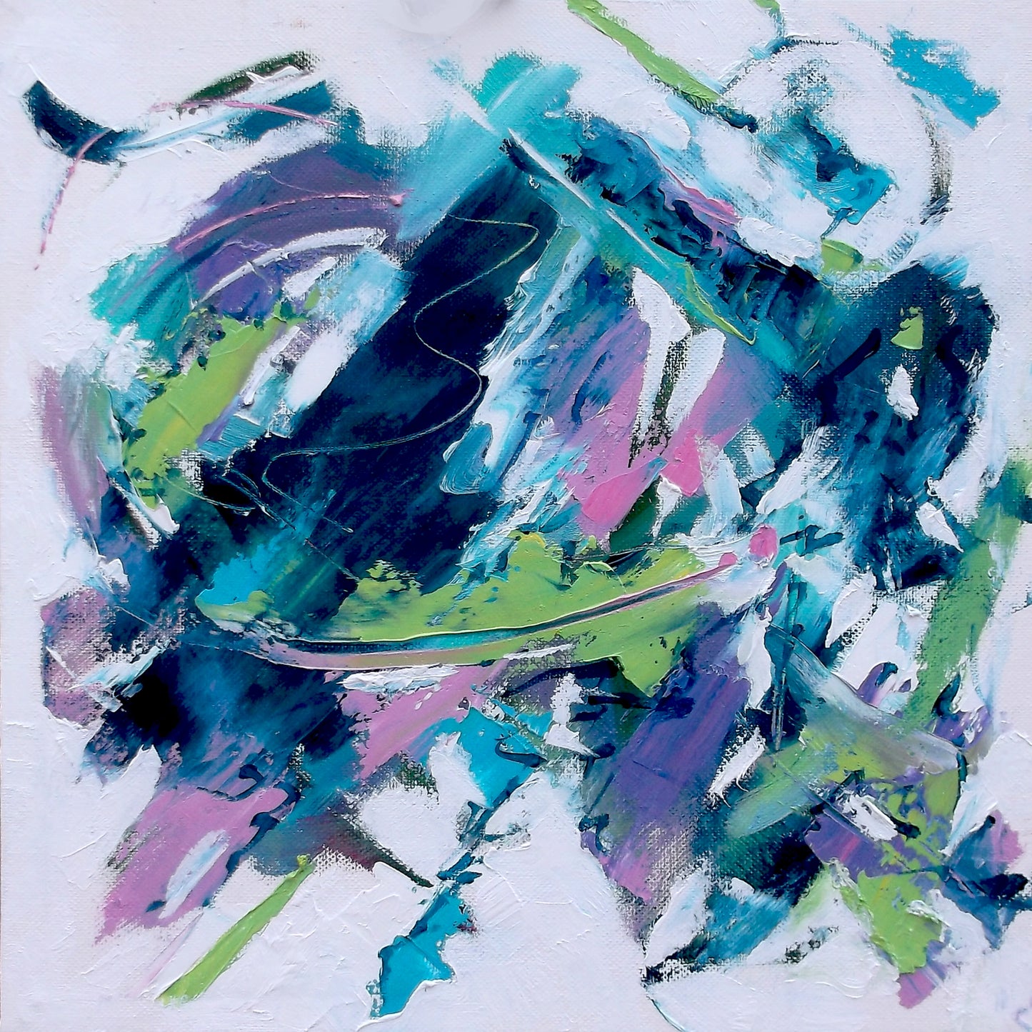 Teal Whirlwind oil on stretched canvas