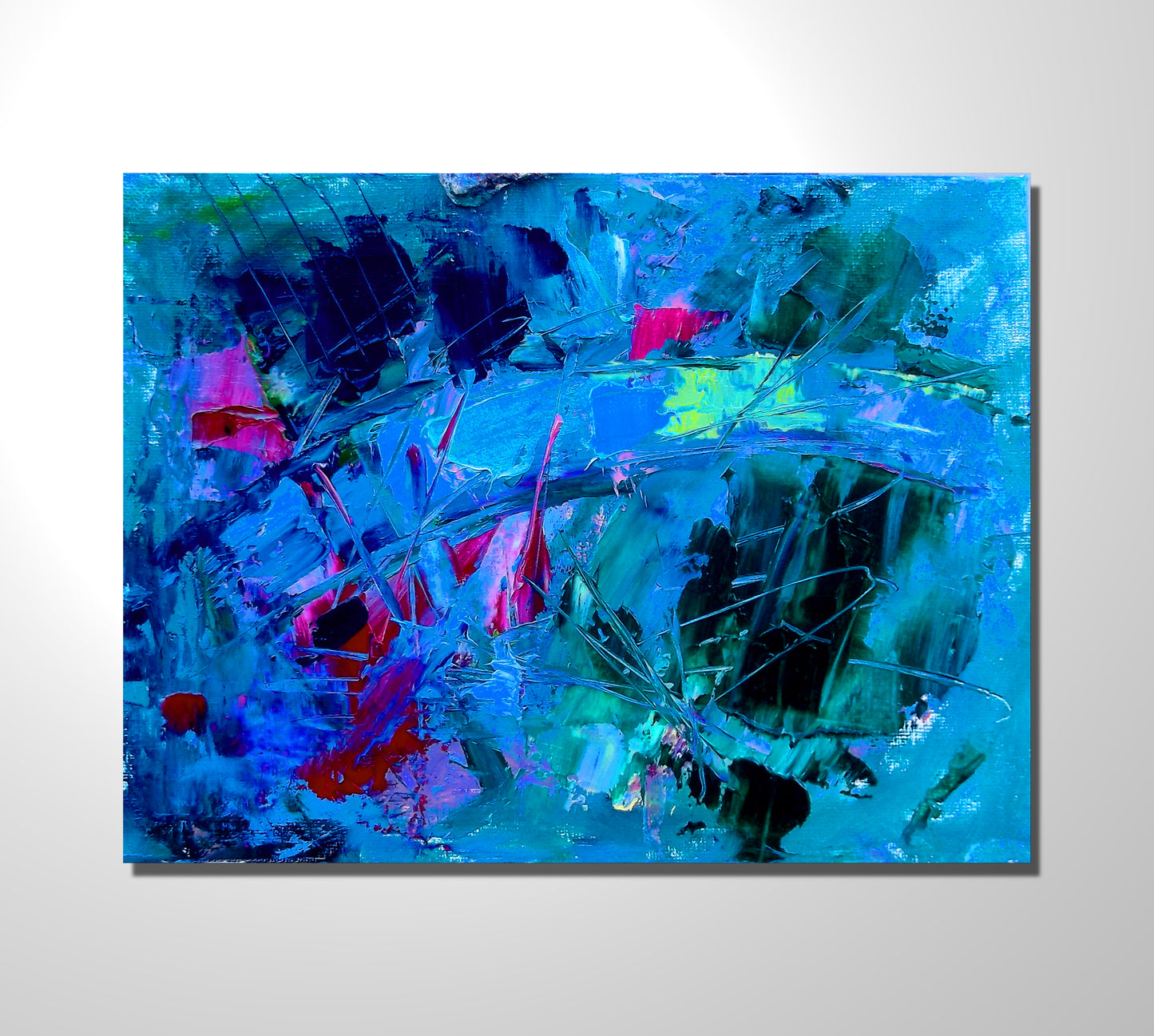 Abyssal Radiance  Abstract action Oil painting on stretched canvas 8 x 10 inches