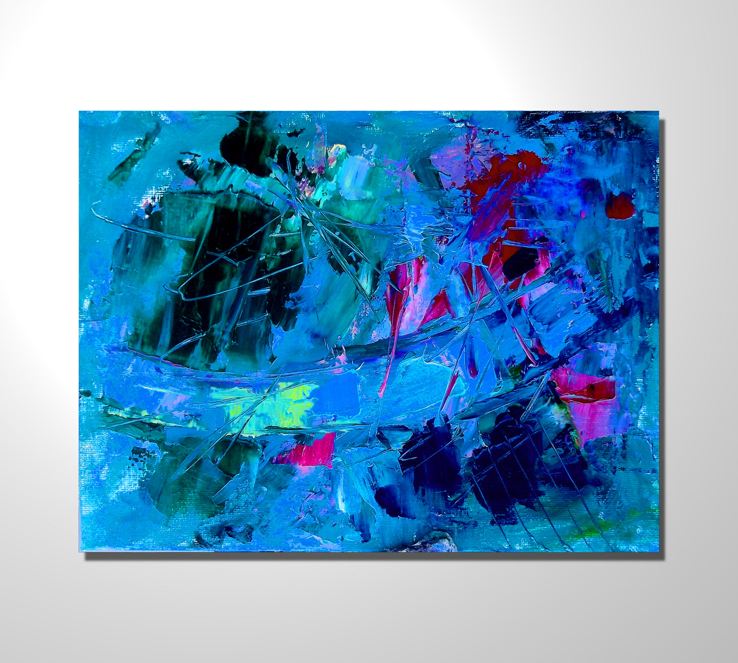 Abyssal Radiance  Abstract action Oil painting on stretched canvas 8 x 10 inches