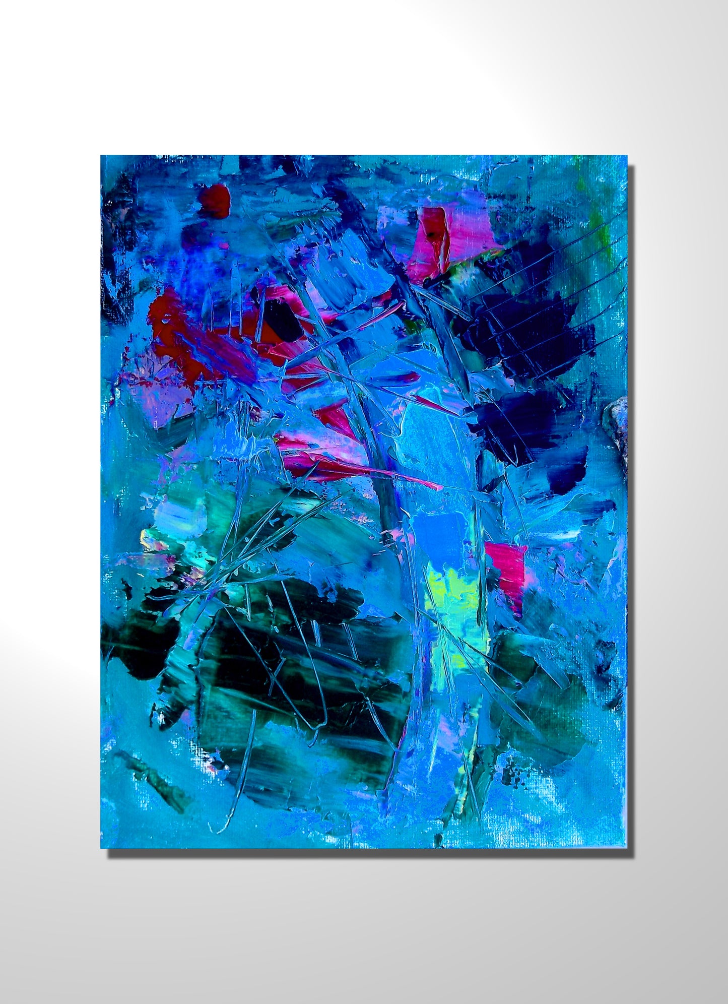 Abyssal Radiance  Abstract action Oil painting on stretched canvas 8 x 10 inches