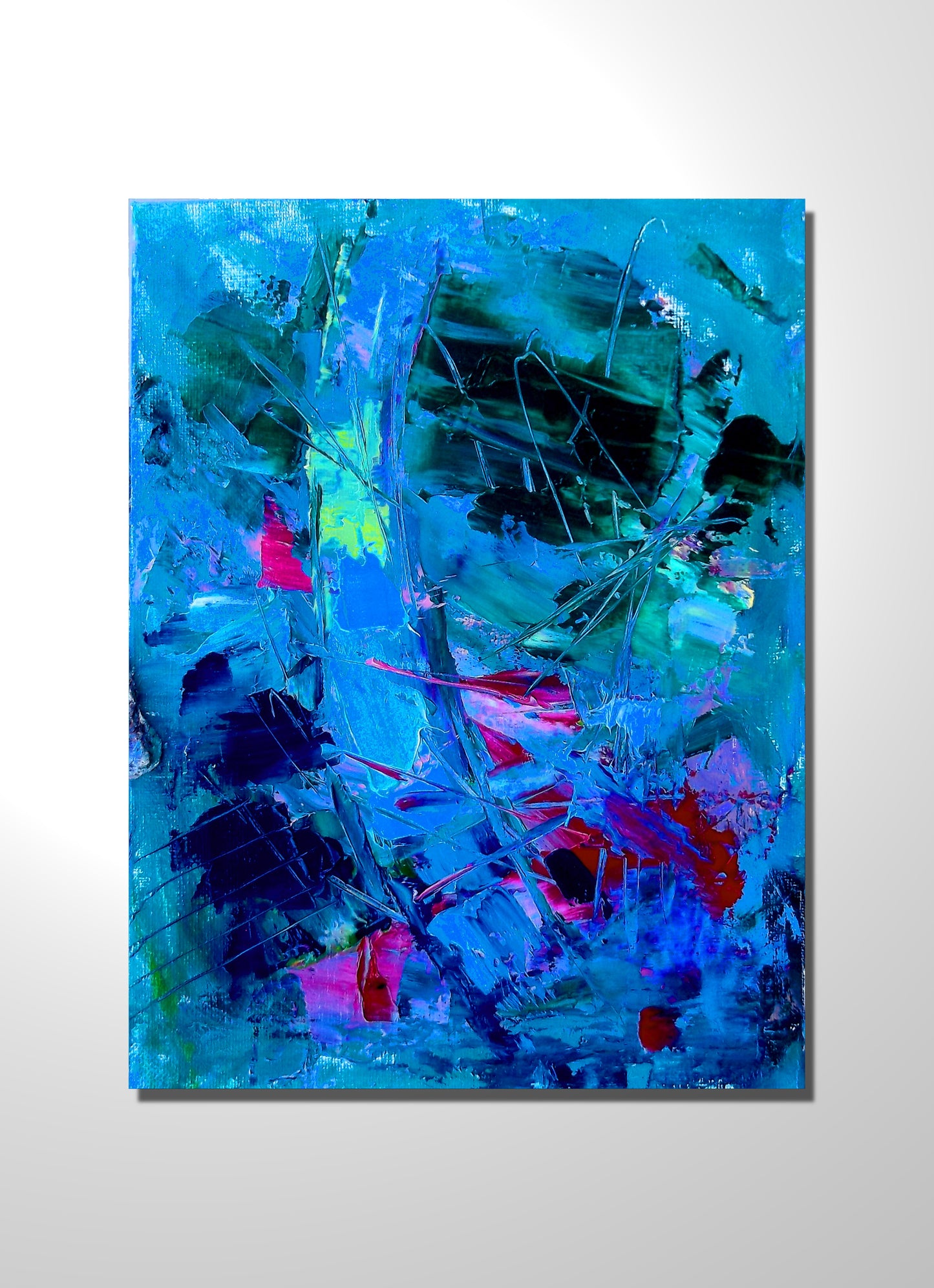 Abyssal Radiance  Abstract action Oil painting on stretched canvas 8 x 10 inches