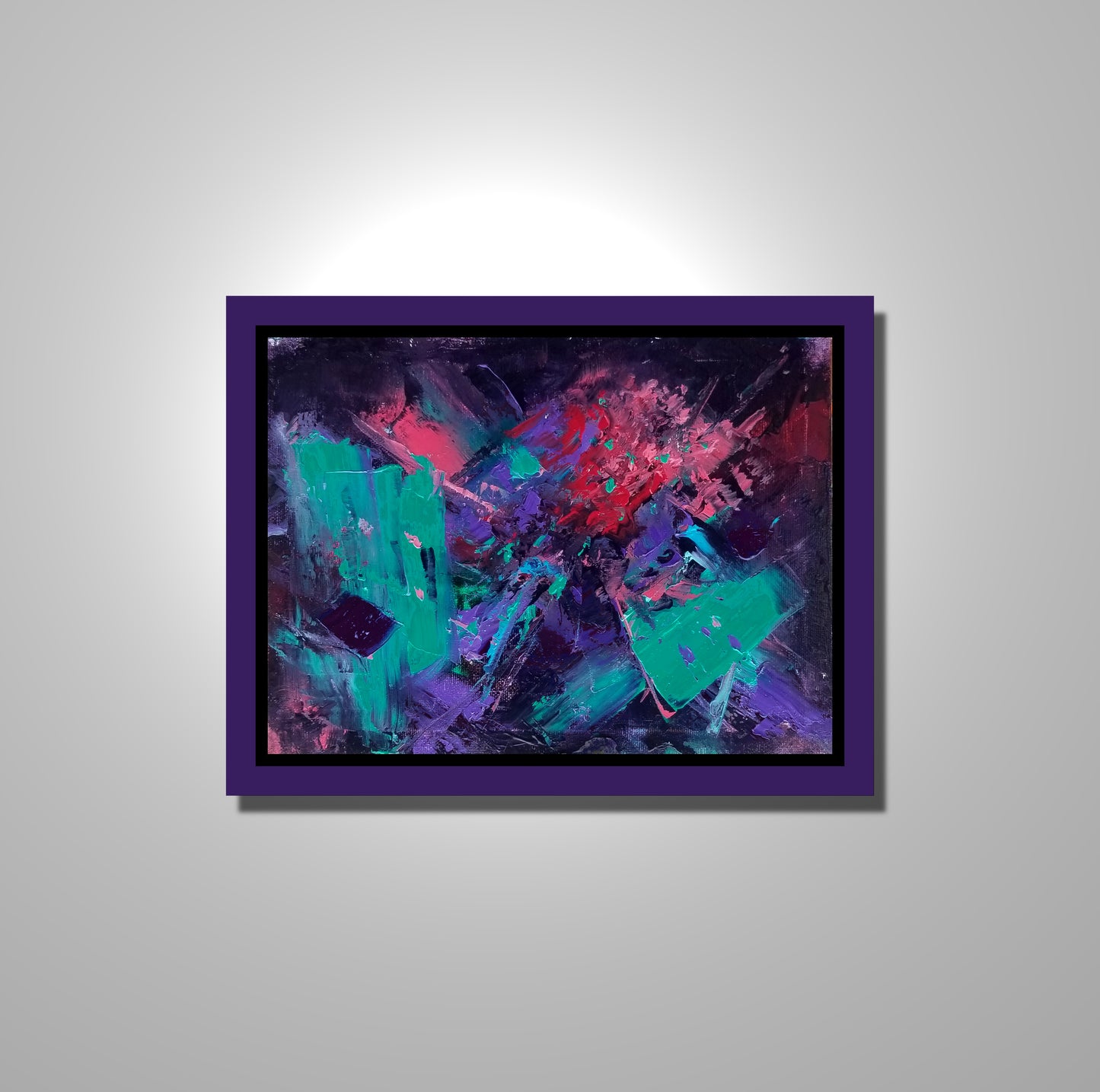 "Soulblend" is an abstract oil on stretched canvas 8 x 10 inches