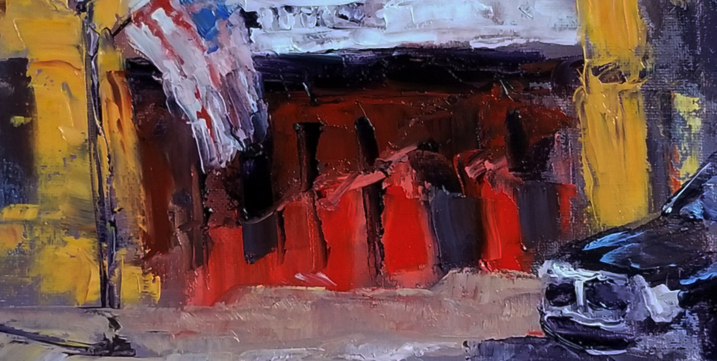 "Amery Theater" oil on stretched canvas 10in x 8in