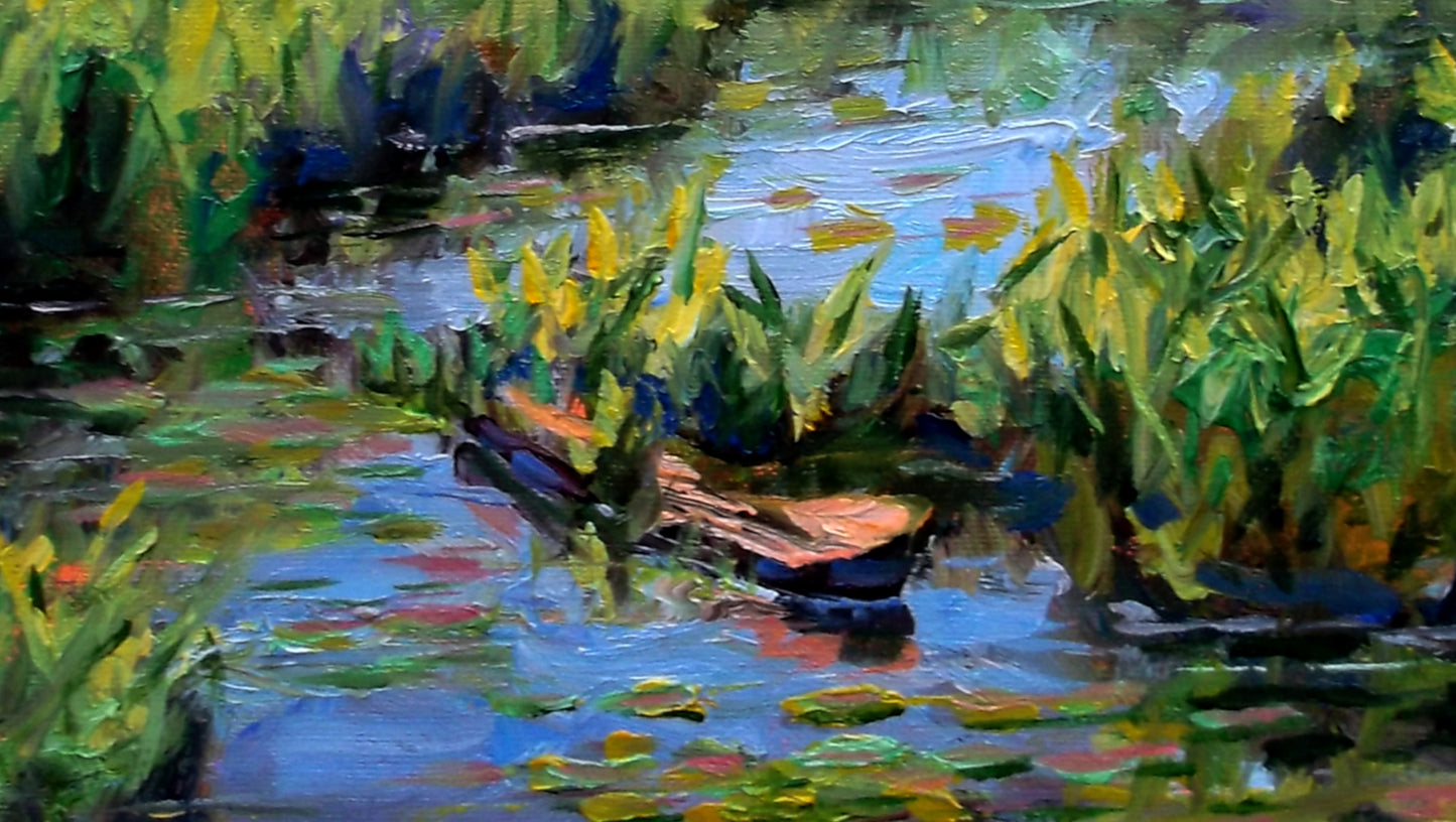 "Whispers of the Water Garden" oil on stretched canvas 10in. x 8in.