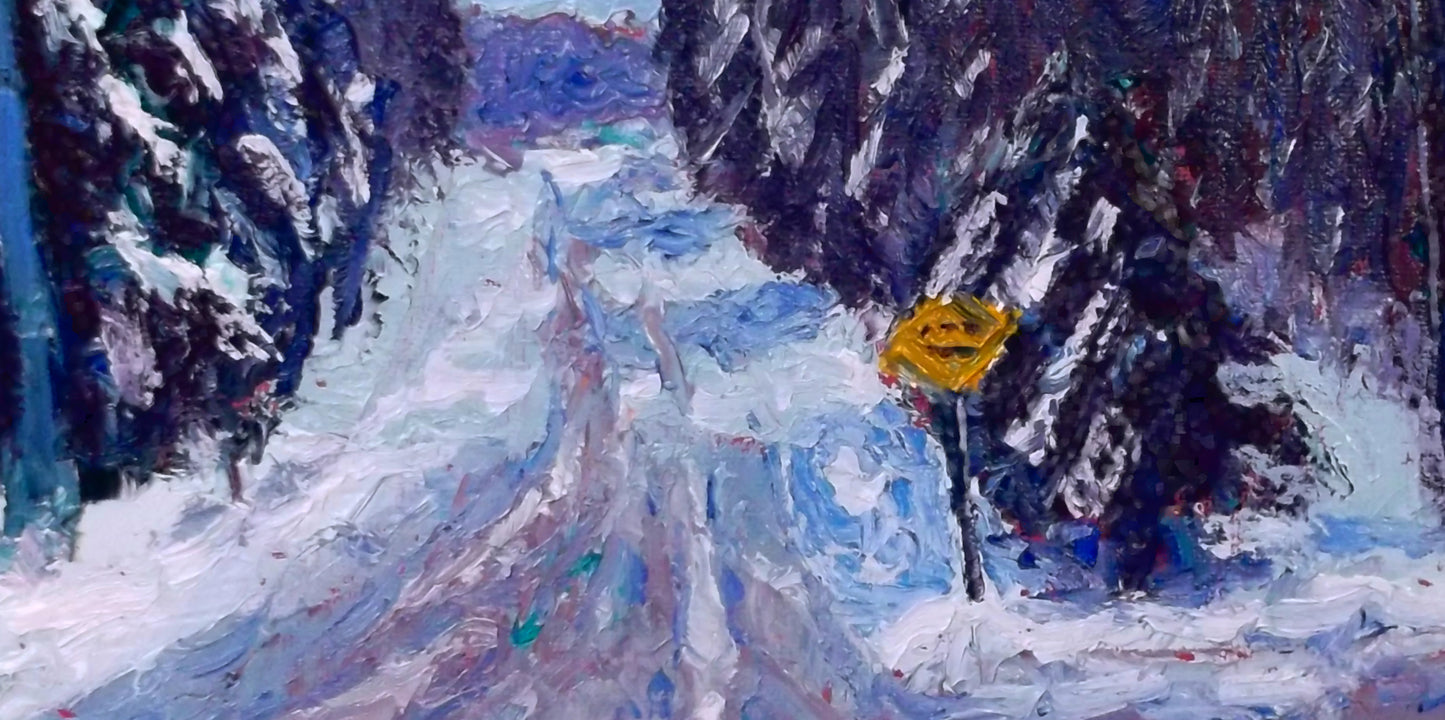 "Blizzard’s Quiet Trace" oil on stretched canvas 10in x 8in