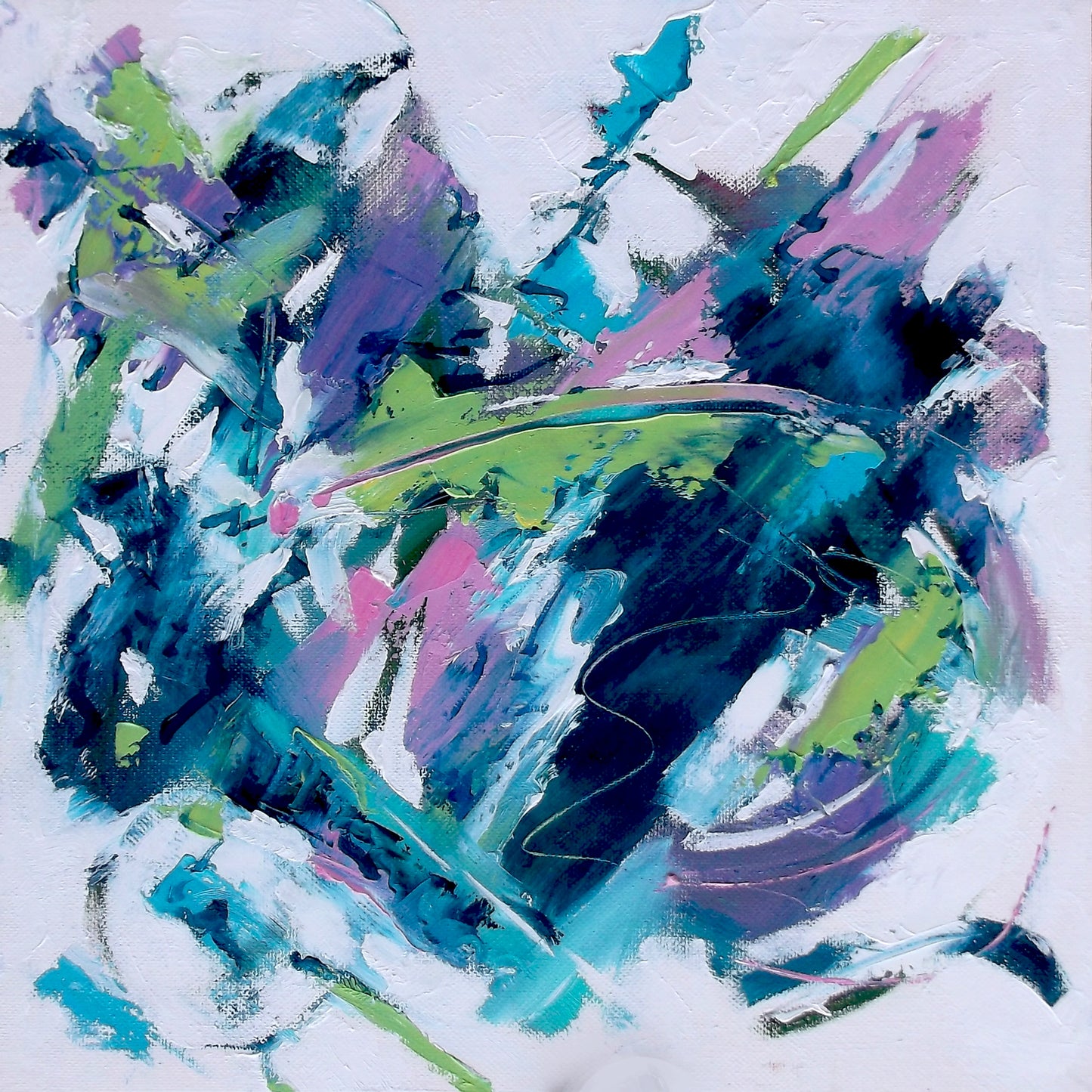 Teal Whirlwind oil on stretched canvas